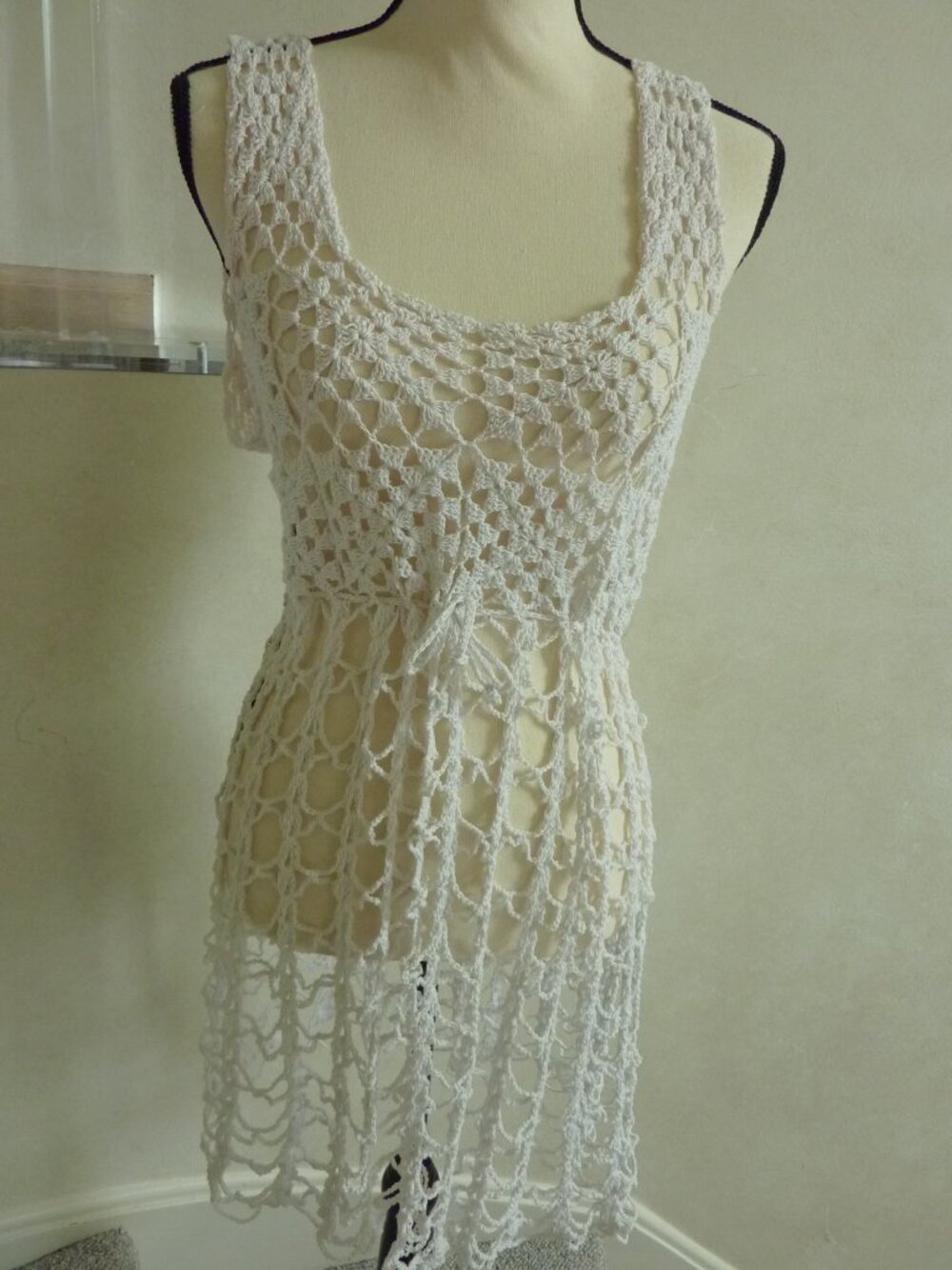 SHEIN White Crochet Beach Swim Cover Up Dress One size - Fits Medium Large